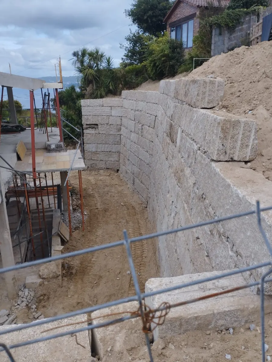 Muro de cachote en ejecución